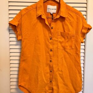 NWT LOLA RIVER Mustard Button-Up Shirt